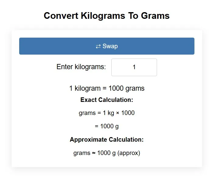 KG to G Conversion Tool Convert Kilograms to Grams Easily