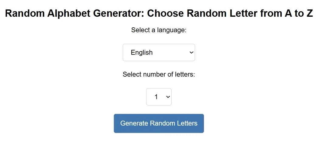 Random Alphabet Generator Choose Random Letter From A To Z